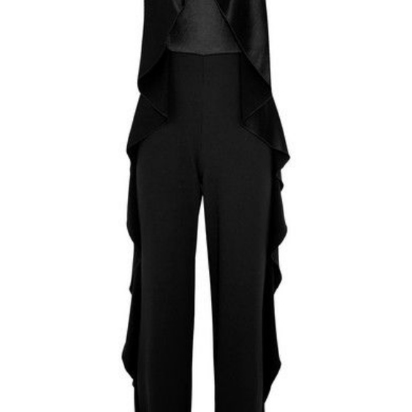 Alice + Olivia Sarandon Side-Ruffle SatinJumpsuit - Picture 3 of 3